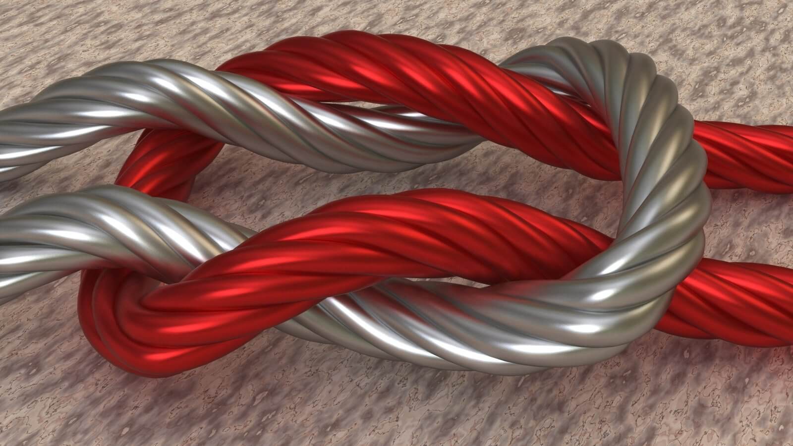A header image of two iron cables binded in a knot